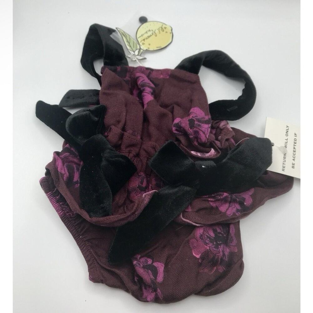 For Love and Lemons Baby Girl Romper Floral Burgundy Dressy 0-3 M Wedding Outfit